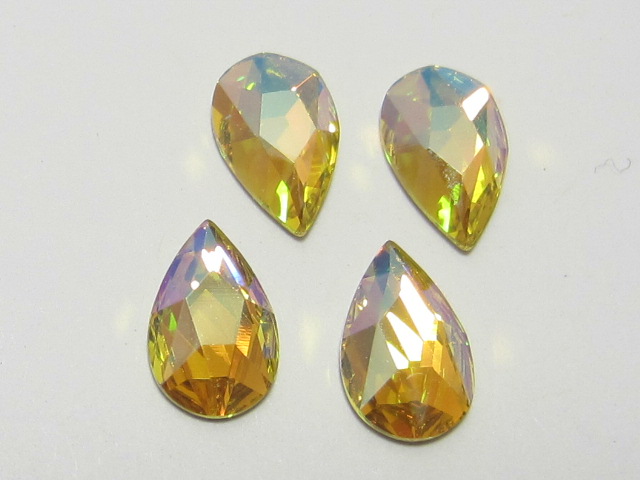 12pcs. PEAR 8X5mm CITRINE SHIMMER FLATBACK European Rhinestones